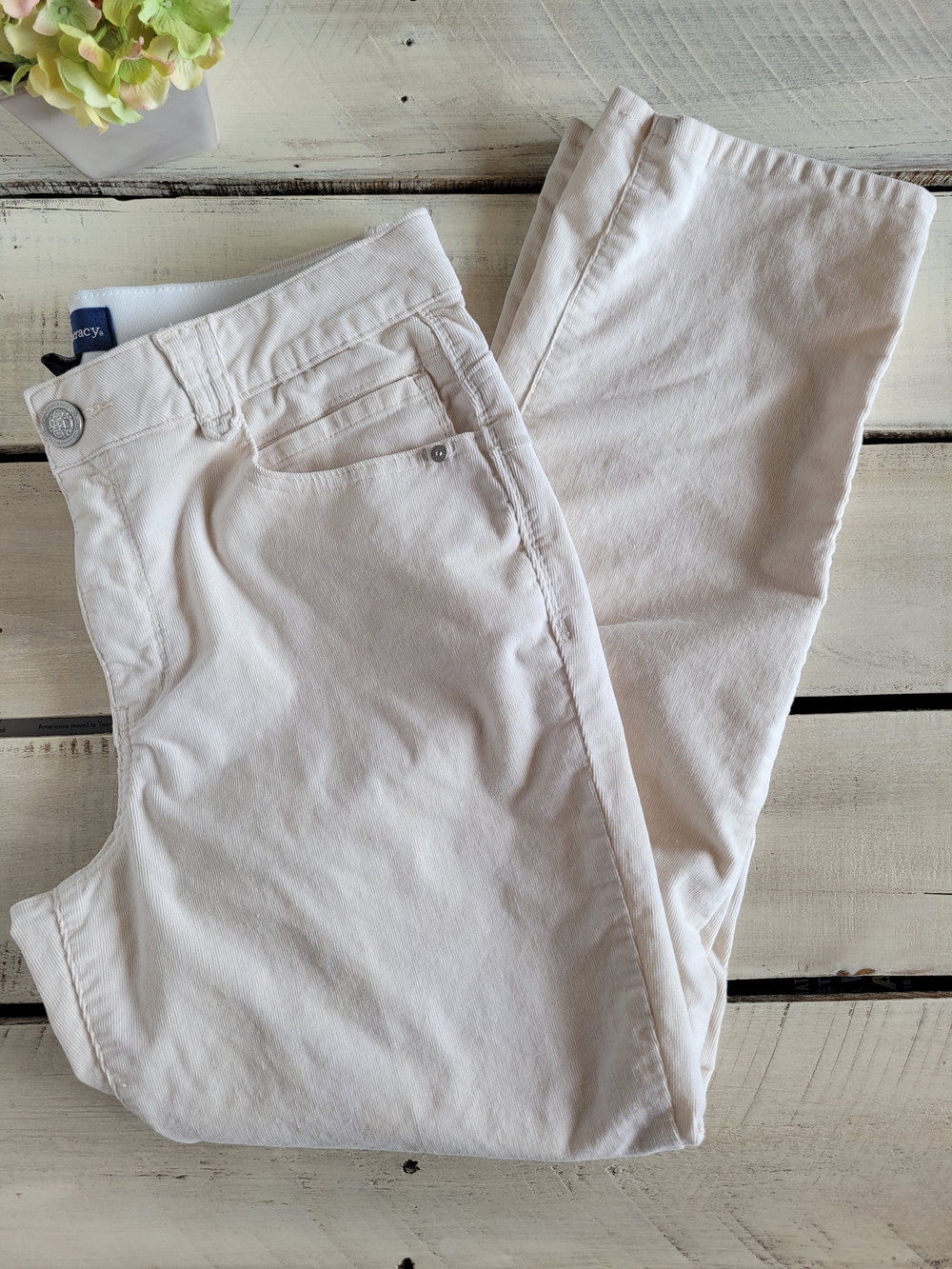 Democracy Corduroy Pants Sz 14P Cream